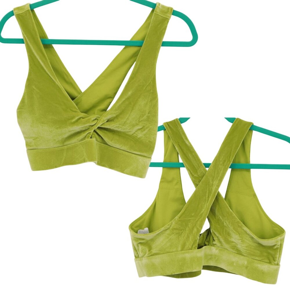 Fabletics‎ Oasis Twist Velour Sports Bra Womens XL Green Gym Active Wear Trendy